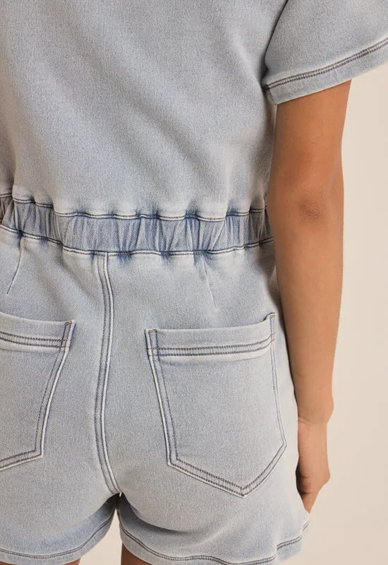 Z Supply - Elias Denim Romper Sun Bleach